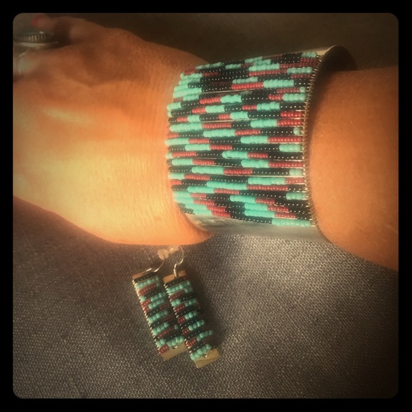 Genuine Native American SS Cuff and Earings
